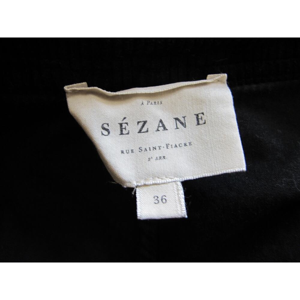 SEZANE Black Corduroy Ruffle Strap Overalls 36 S - Picture 5 of 5